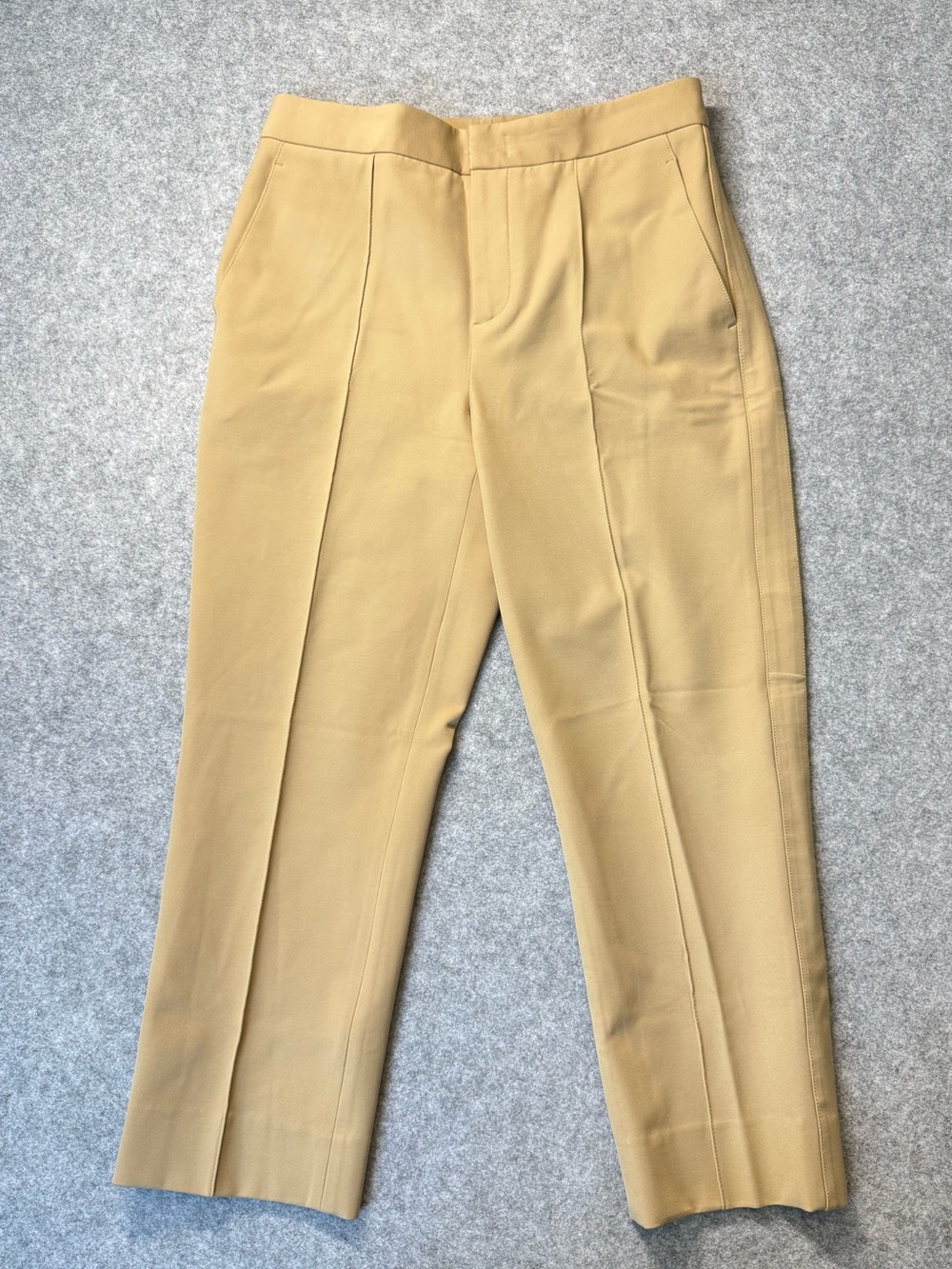 Vince Tapered Crop Tailored Pants Tan Camel 8 Tuxedo Stripe Straight Leg Pant